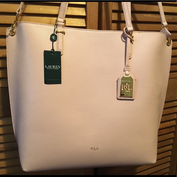 Ralph Lauren Handbags - Lauren Ralph Lauren Pink Faux Leather Tote